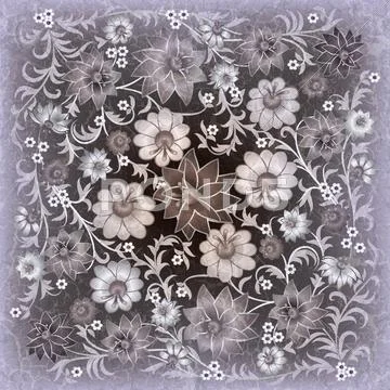 Abstract grunge floral ornament Stock Illustration