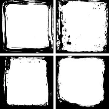 Abstract grunge frame collection set. Black and white Background drops, paint Stock Illustration