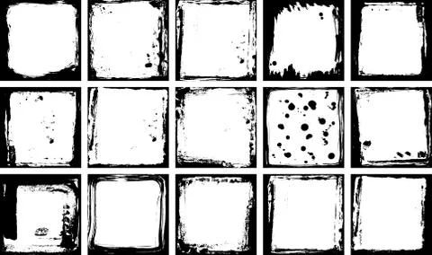 Abstract grunge frame collection set. Black and white Background drops, paint Stock-Illustration