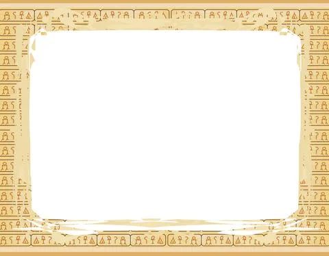 Abstract grunge frame with hieroglyphs in the background Stock Illustration