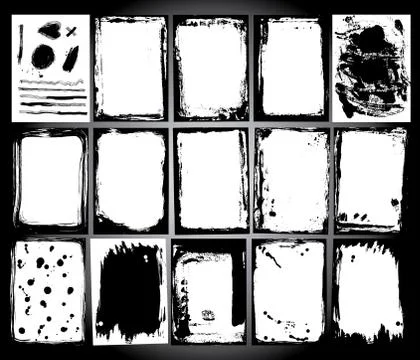 Abstract grunge frame set. Black and white Background template vector Stock Illustration