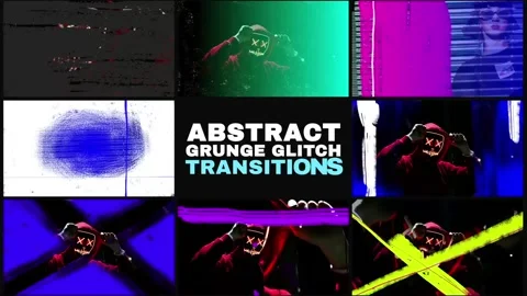 Abstract Grunge Glitch Seamless Transitions for After Effects After Effects stock