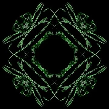 Abstract grunge green floral pattern isolated on black background. Rough nois 스톡 일러스트
