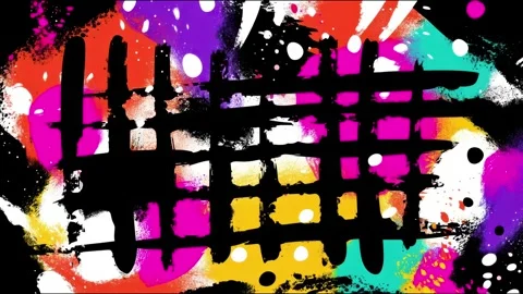 Abstract Grunge Grid Background With Black Lattice and Neon Paint Stock-Footage 315513518