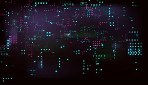 Abstract grunge grid polka dot background pattern. Spotted cyan and pink dots Stock Illustration