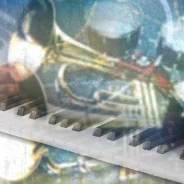 Abstract grunge music background with piano Stock Illustration