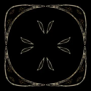 Abstract grunge orange floral pattern isolated on black background. Rough noi Stock Illustration