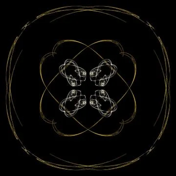 Abstract grunge orange floral pattern isolated on black background. Rough noi 스톡 일러스트