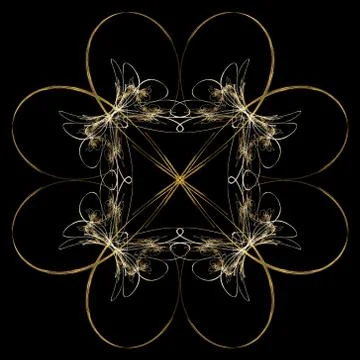 Abstract grunge orange floral pattern isolated on black background. Rough noi Stock Illustration