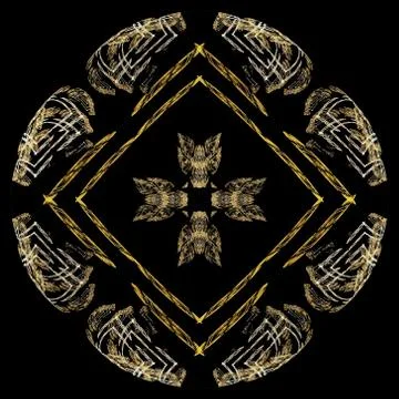 Abstract grunge orange floral pattern isolated on black background. Rough noi Illustrazione stock
