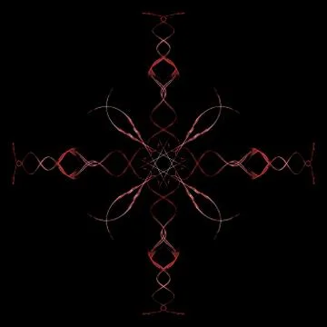 Abstract grunge red floral pattern isolated on black background. Rough noise  Stock Illustration
