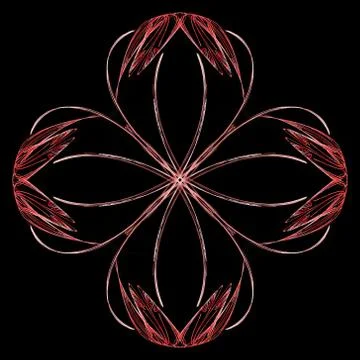 Abstract grunge red floral pattern isolated on black background. Rough noise  Stock Illustration