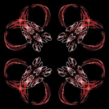 Abstract grunge red floral pattern isolated on black background. Rough noise  Stock Illustration