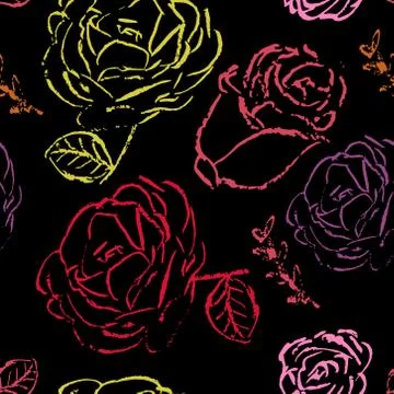 Abstract grunge rose background. Vector illustrated crayon drawing. Seamless  イラスト素材