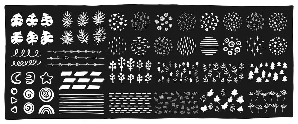 Abstract grunge shape doodle object ink set brush scribble curve graphic line Illustrazione stock