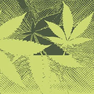 Abstract grunge texture cannabis leaf design background image. Stock Illustration