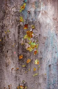 Abstract grunge texture of rusty iron with beige, brown and blue blur, vertical Stock Photos