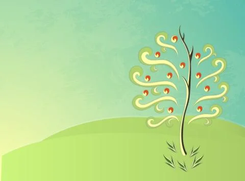 Abstract grunge tree silhouette Stock Illustration