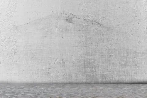 Abstract grunge wall texture. Gray concrete wall and metal floor interior bac Stock Photos