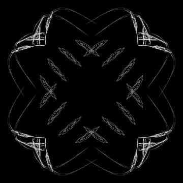 Abstract grunge white floral pattern isolated on black background. Rough nois Stock Illustration