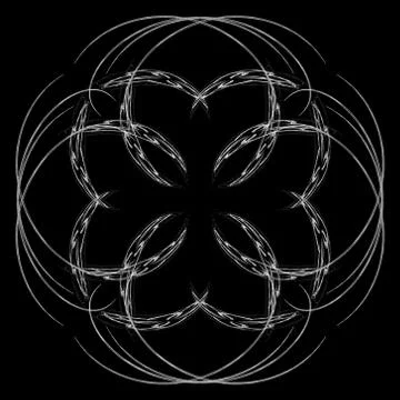 Abstract grunge white floral pattern isolated on black background. Rough nois Illustrazione stock