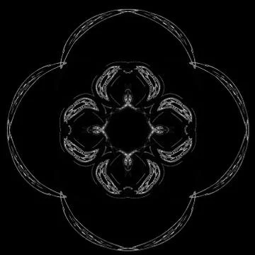 Abstract grunge white floral pattern isolated on black background. Rough nois Stock Illustration