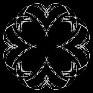 Abstract grunge white floral pattern isolated on black background. Rough nois Stock Illustration