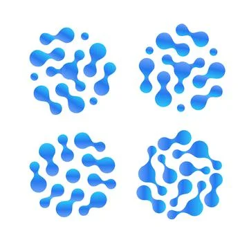 Abstract h2o liquid drop vector icon set. Purified distilled water logo. Air Stock Illustration