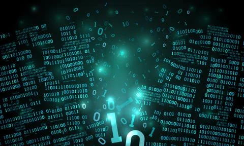 Abstract hacked array binary big data, broken binary code, matrix background Stockillustratie