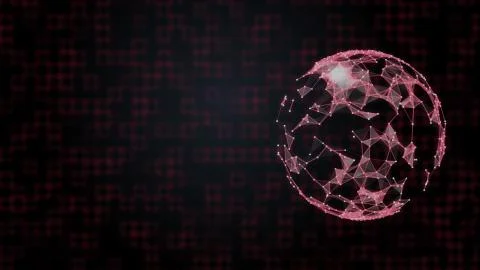Abstract hacked globe in red plexus on digital background. Hacking and attack Stock Illustration