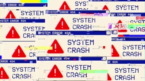 Abstract Hacked system Error, glitched pc screen error message, cyberattack Stock Footage 157732973