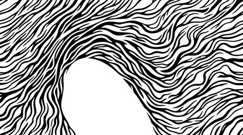 Abstract hair flow pattern in black and white background. Stockillustratie