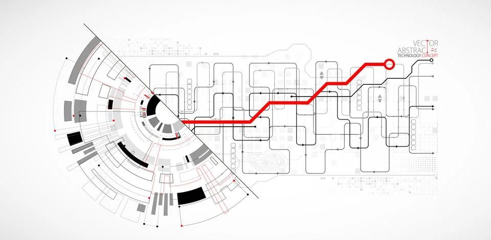 Abstract half-circle technology circuit board. Communication concept. Stock Illustration