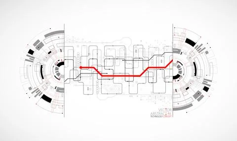 Abstract half-circle technology circuit board. Communication concept. Stock Illustration