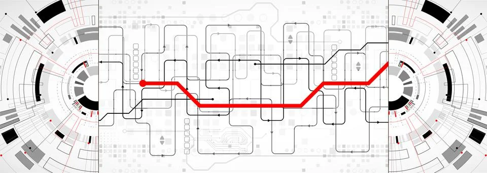 Abstract half-circle technology circuit board. Communication concept. 스톡 일러스트