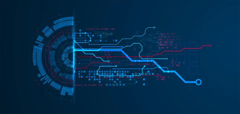 Abstract half-circle technology circuit board. Communication concept. 스톡 일러스트