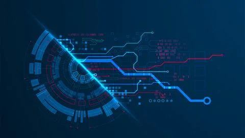 Abstract half-circle technology circuit board. Communication concept. Stock Illustration