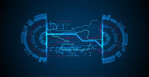 Abstract half-circle technology circuit board. Communication concept. 스톡 일러스트