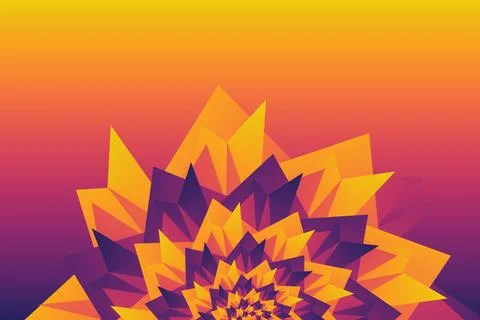 Abstract half flower pattern at the bottom of the illustration with geometric Stock Illustration