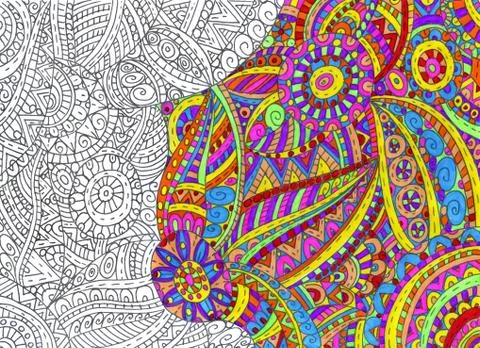 Abstract half-painted outline pattern Stock Illustration