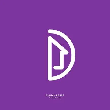 Abstract Half Side of a House form letter D Stock Illustration