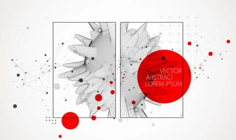 Abstract half sphere background with plexus effect. 3D surface. Stock Illustration