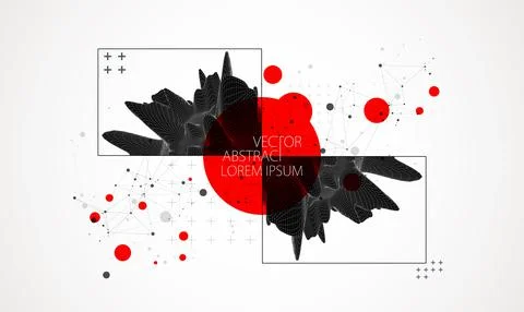 Abstract half sphere background with plexus effect. 3D surface. Stock Illustration