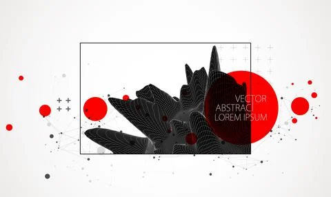 Abstract half sphere background with plexus effect. 3D surface. Stock Illustration