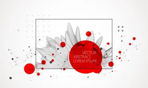 Abstract half sphere background with plexus effect. 3D surface. Stock Illustration