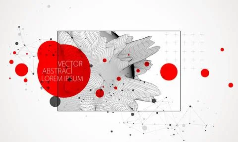 Abstract half sphere background with plexus effect. 3D surface. Stock Illustration