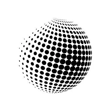 Abstract halftone 3D sphere. Fading black dots globe vector illustration. Stock Illustration