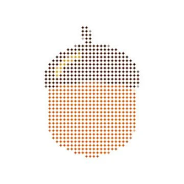 Abstract halftone acorn shape representing autumn season element. Stock Illustration