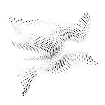 Abstract halftone background with dynamic waves. Warp dots surface. Twisted l Stock Illustration