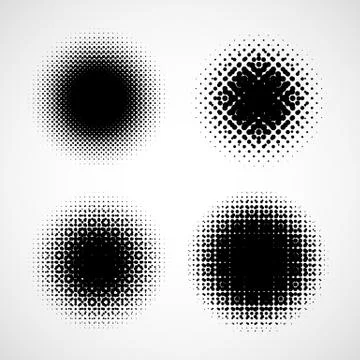 Abstract Halftone Backgrounds. Vector Set of Isolated Modern Design Element Stock Illustration